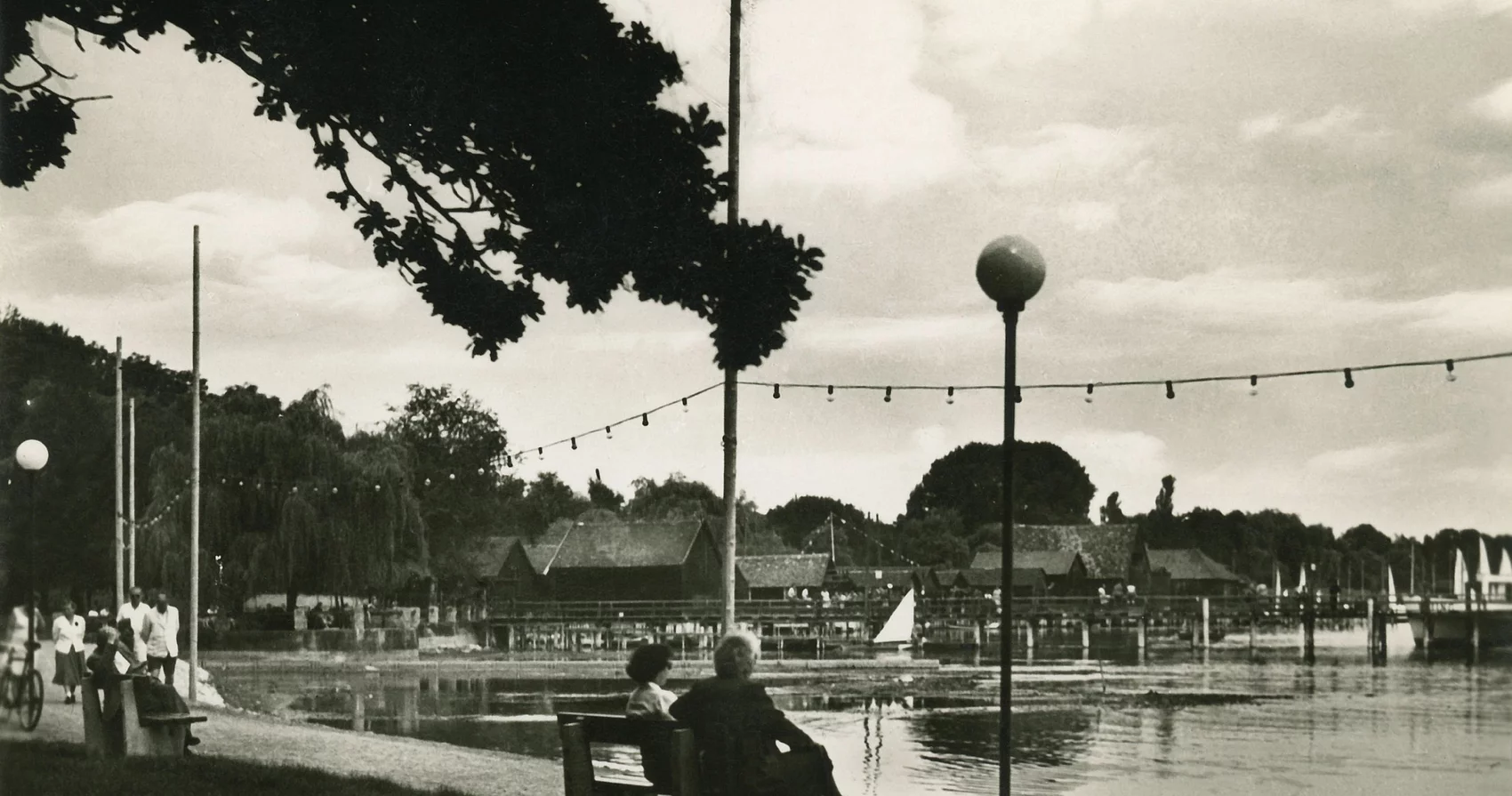 Neue Strandanlage Dießen am Ammersee Ansichtskarte um 1958